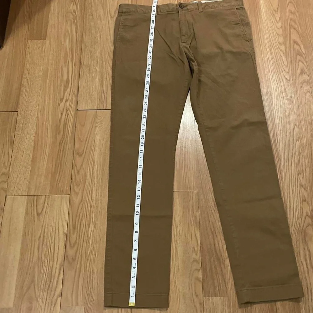 J.Crew Flex Men’s 34x34 (36x32) Slim Fit Chino Pants Brown Flat Front Preppy